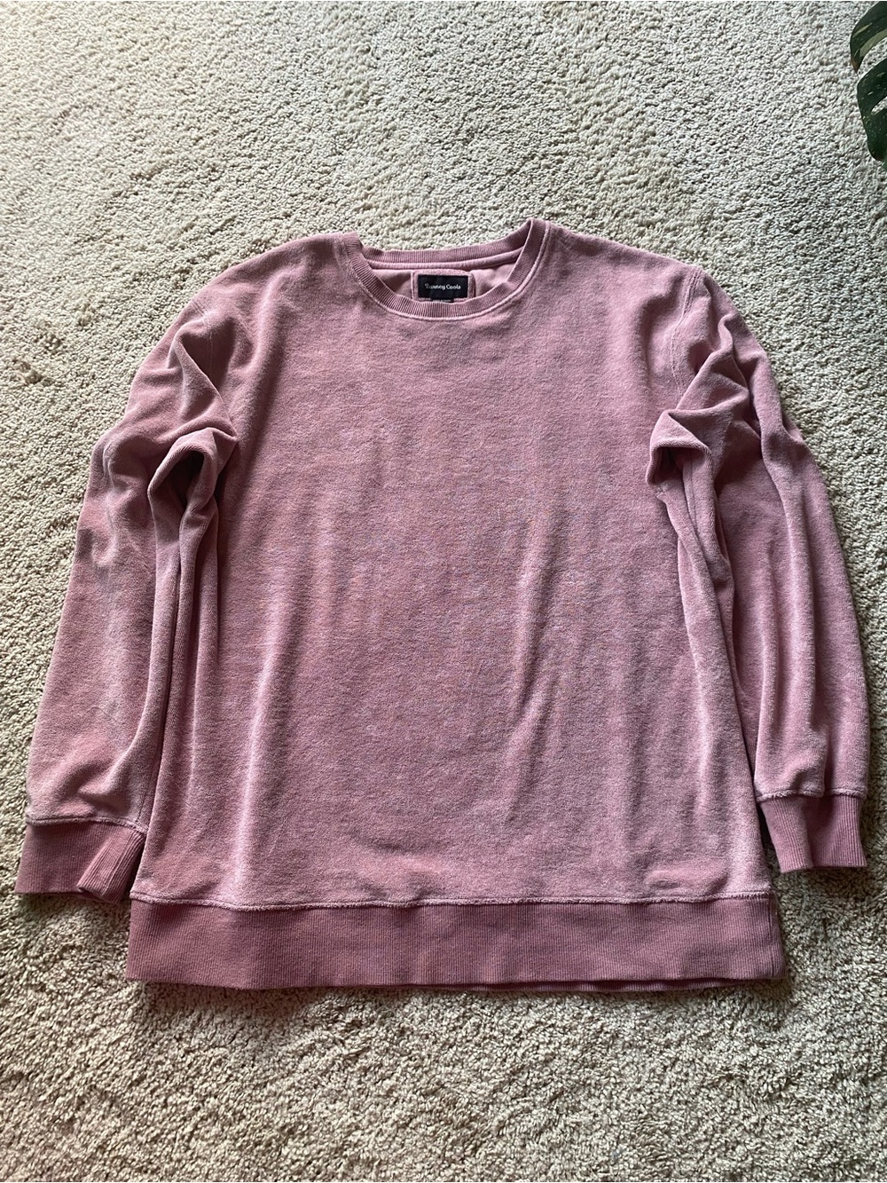 Barney Cools pink cotton terrycloth crewneck, large